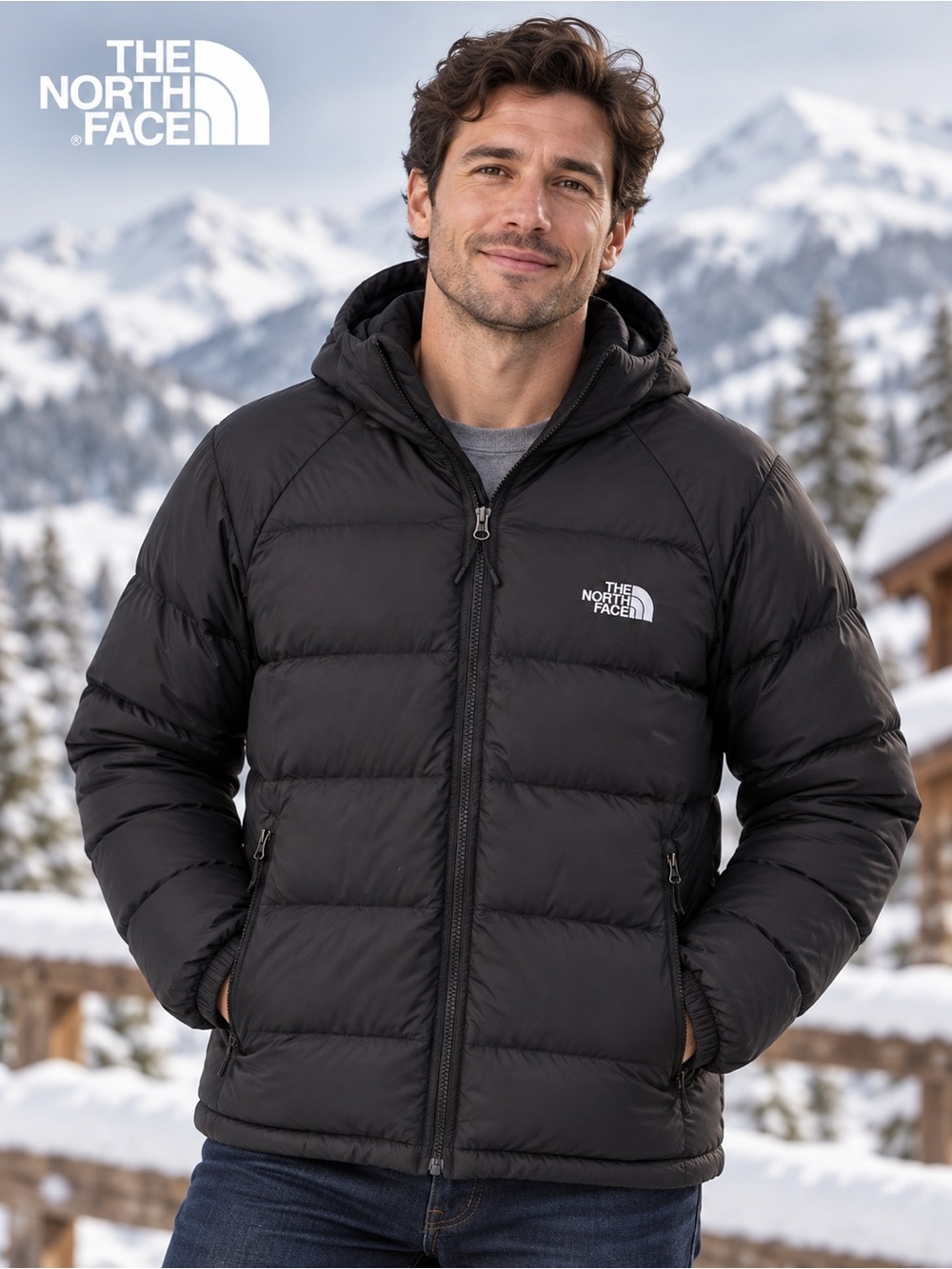 The North Face Men’s Black Hooded Recycled Down Puffer Jacket Size Medium NWOT
